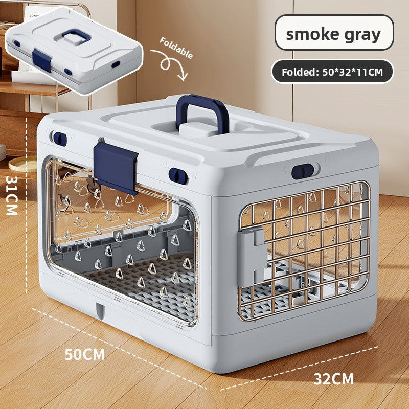 Foldable Pet Carrier Cage - Portable Travel Crate for Small to Medium Dogs & Cats