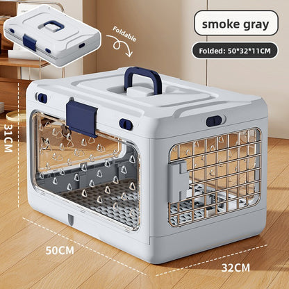 Foldable Pet Carrier Cage - Portable Travel Crate for Small to Medium Dogs & Cats