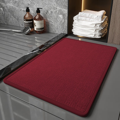 Super Absorbent Non-Slip Bath Mat - Quick Dry Linen Bathroom Floor Rug