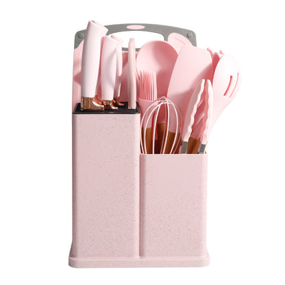 19-Piece Silicone Kitchen Utensil Set–Non-Stick Cooking Tools with Beech Wood Handles, Heat Resistant Kitchen Set