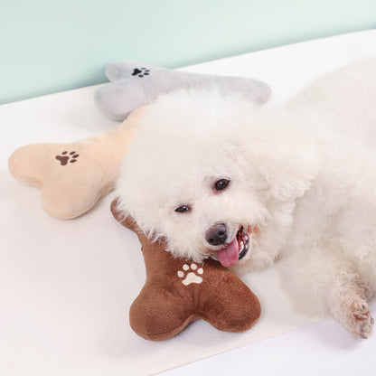 Plush Bone Dog Toy–Durable Soft Chew Toy For Dogs & Cats