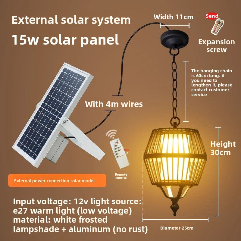 Solar Outdoor Pendant Light - IP55 Waterproof LED Garden Hanging Light