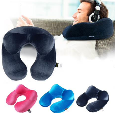 Inflatable U-Shaped Travel Pillow–Portable Neck Support Cushion for Flights, Cars & Travel
