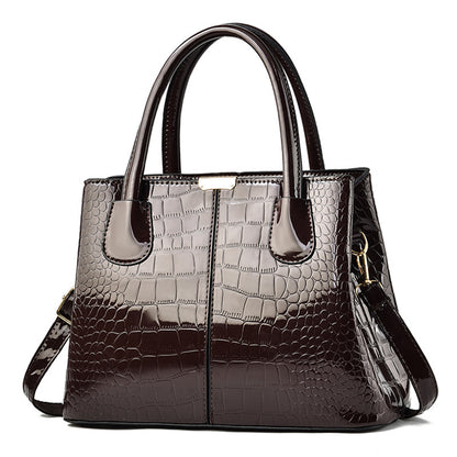 Women's Glossy Stone Pattern Handbag–Large Capacity Designer Shoulder Bag