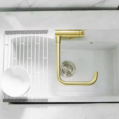 Stainless Steel Kitchen Mixer Tap - Brushed Gold & Black Hot and Cold Faucet