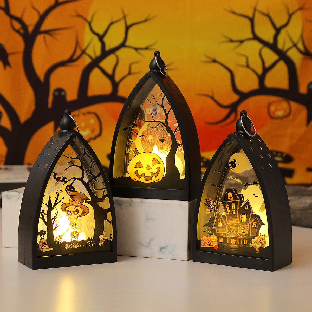 LED Halloween Lantern – Flickering Flameless Pumpkin Candle Light