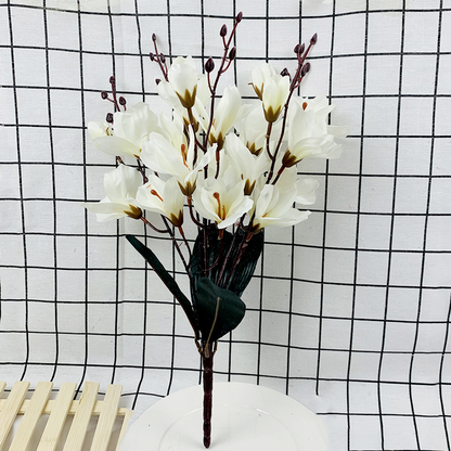 Artificial Magnolia Silk Flower Bouquet–Luxury Faux Floral Arrangement for Home & Wedding Décor