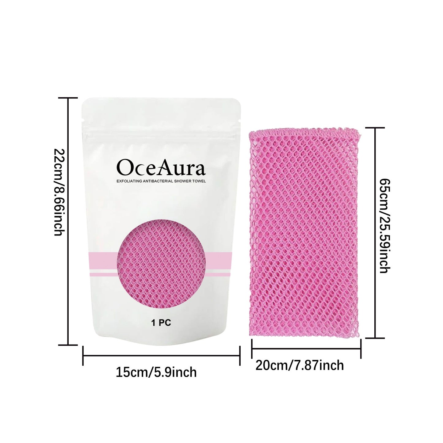 Exfoliating Shower Towel-Deep Clean Body Scrubber Cloth-Back Scrubber for Smooth Skin