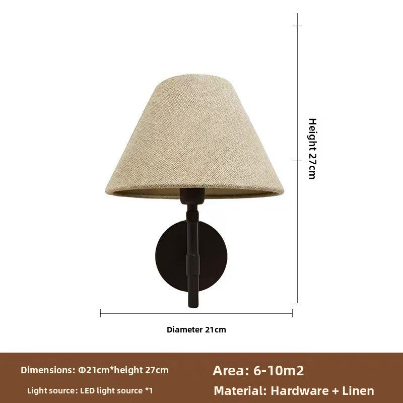 Wabi-Sabi Linen Wall Light - Japanese Nordic Vintage LED Wall Lamp for Bedroom & Hallway