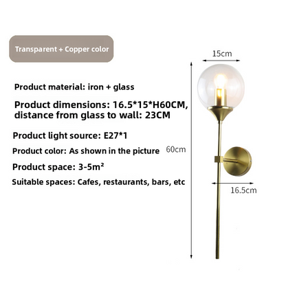 Nordic Glass Wall Light - Modern Balloon LED Bedside & Hallway Wall Lamp