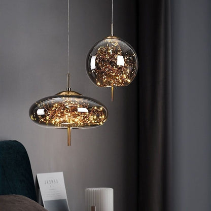 Nordic Glass Pendant Light–Modern Starry Sky LED Hanging Ceiling Light
