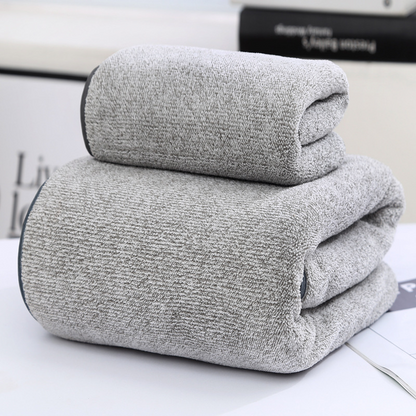 Bamboo Charcoal Fiber Towel Set-Ultra Soft Coral Fleece Bath Towels-Super Absorbent Quick Dry Bathroom Towels