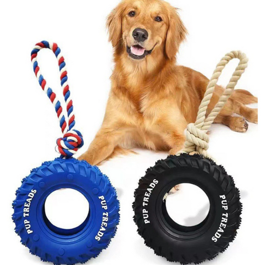 Rubber Dog Chew Toy–Heavy-Duty Interactive Tire Toy For Large Dogs