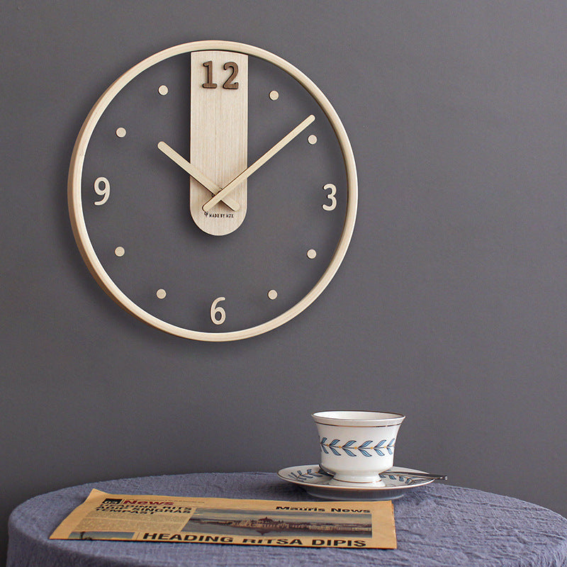 Nordic Minimalist Silent Wall Clock–Modern Wooden Decorative Clock for Living Room, Bedroom & Office