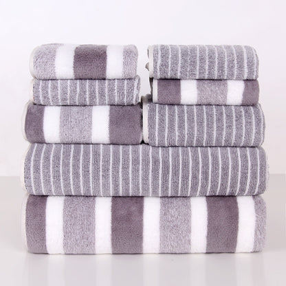 8 Piece Coral Fleece Towel Set - Thick Soft Absorbent Bath, Hand & Face Towels