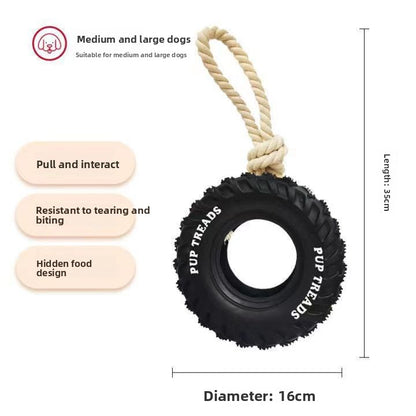 Rubber Dog Chew Toy–Heavy-Duty Interactive Tire Toy For Large Dogs