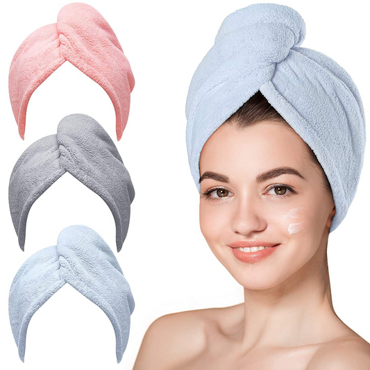 Coral Fleece Hair Towel Wrap-Super Absorbent Quick Dry Hair Turban-Soft Microfiber Hair Drying Cap