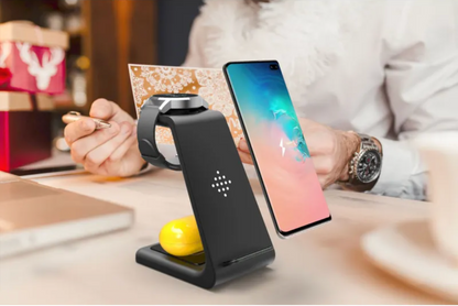 3-in-1 Wireless Charging Station–Fast Charging Dock for Phone, Smartwatch & Earbuds