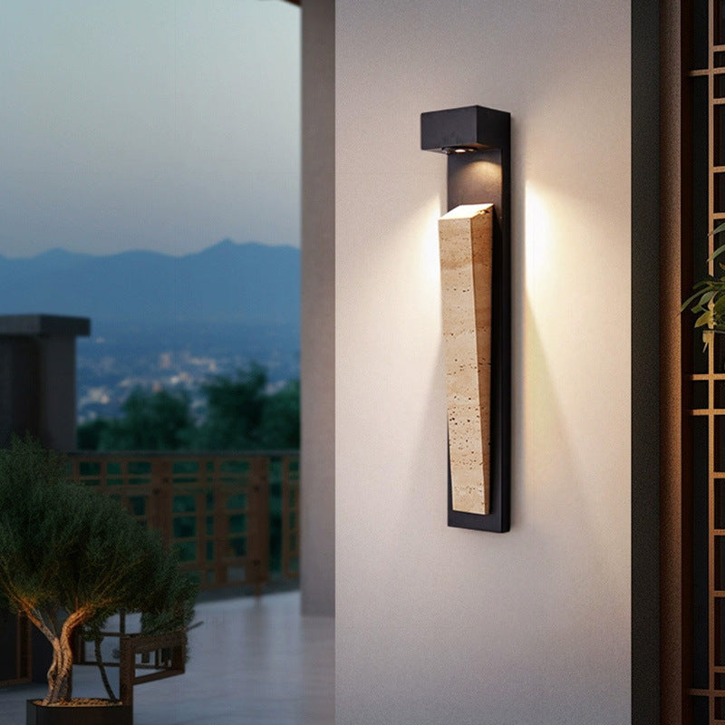 Modern Travertine LED Outdoor Wall Light–Waterproof Luxury Exterior Wall Lamp