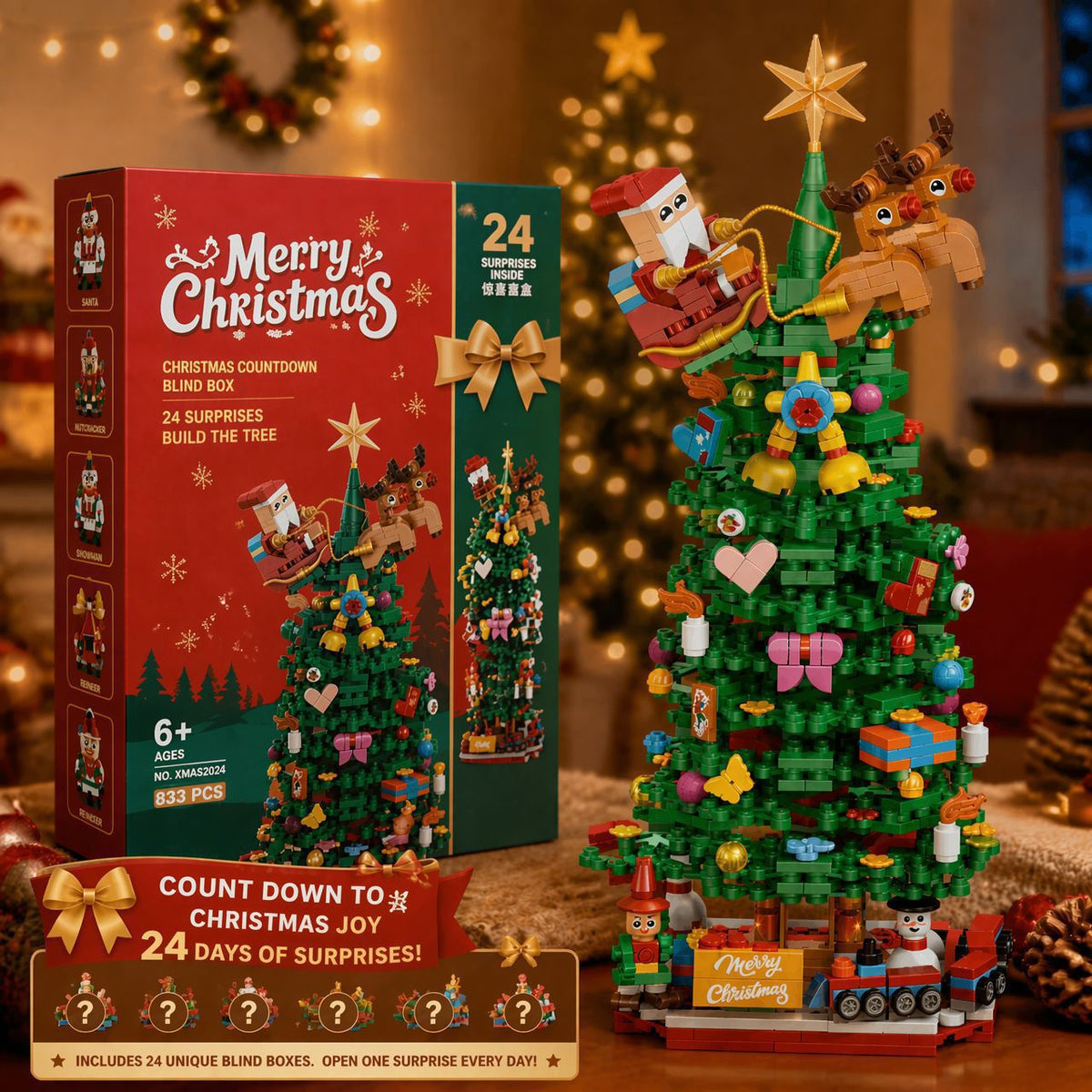 DIY Christmas Advent Calendar Building Blocks - 24-Day Countdown Toy Set for Kids