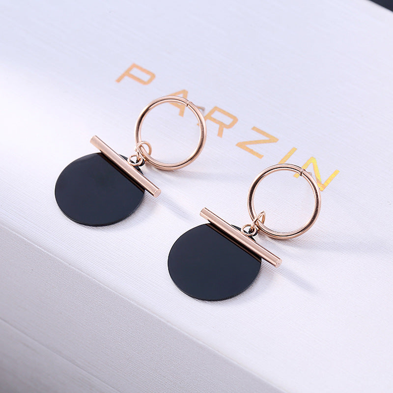 Two-Tone Rose Gold Earrings–Geometric Alloy Earrings, Electroplated Non-Fading Statement Jewellery
