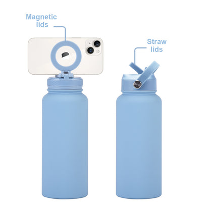 1L Insulated Water Bottle–Stainless Steel Vacuum Flask with Magnetic Phone Holder