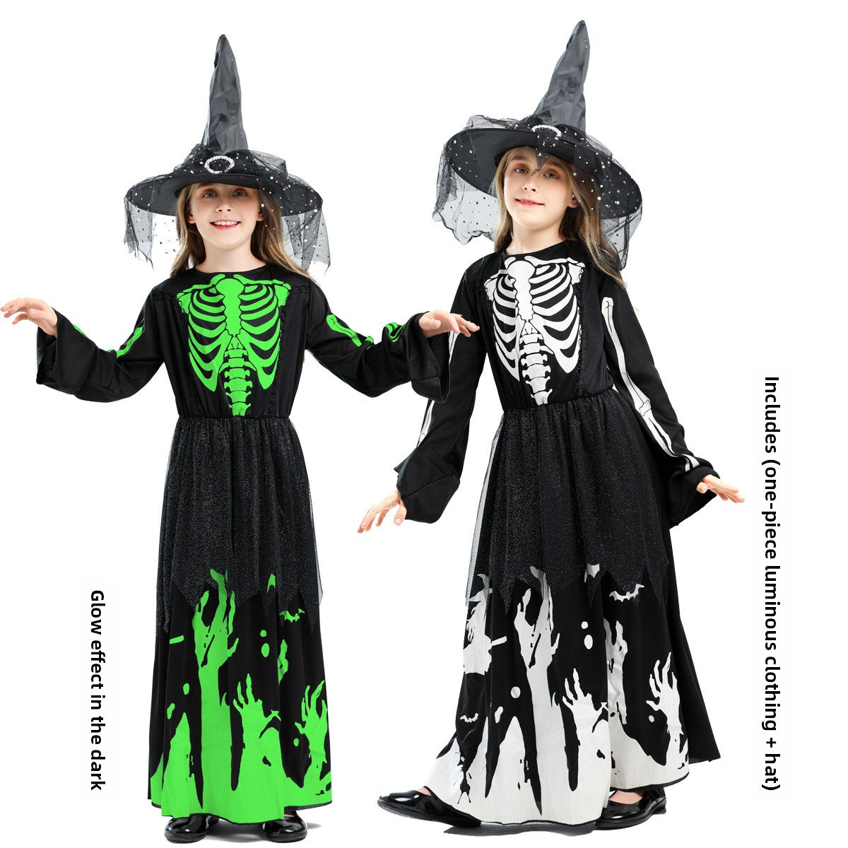 Glow-in-the-Dark Halloween Costume – Grim Reaper & Skull Cosplay Set