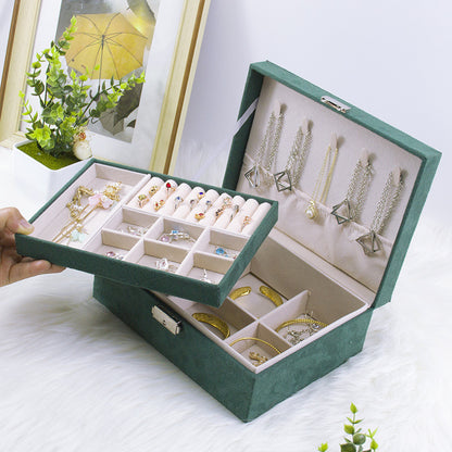 Double Layer Jewelry Box–Portable Leather Jewellery Organiser Case for Rings, Earrings, Necklaces & Watches (Travel Storage Case)