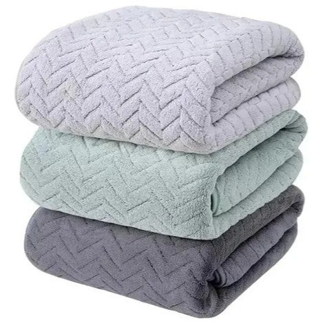 3 Piece Quick Dry Bath Towel Set - Soft Absorbent Coral Fleece Towels