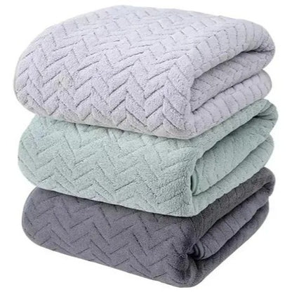 3 Piece Quick Dry Bath Towel Set - Soft Absorbent Coral Fleece Towels
