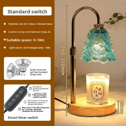 Candle Warmer Lamp - Adjustable Height Wax Melting Lamp with Timer & Glass Shade