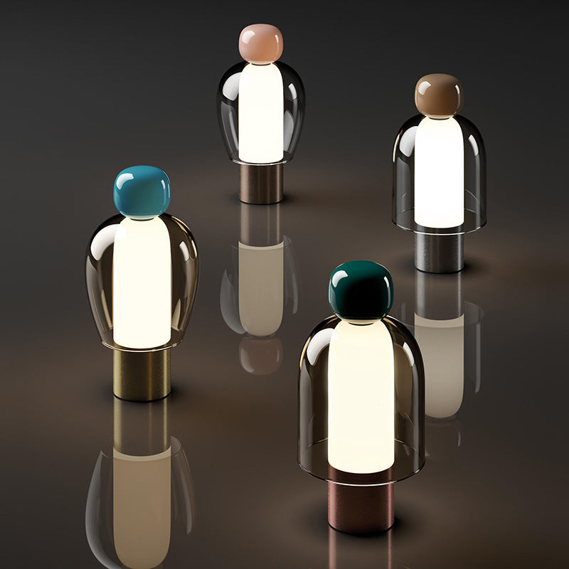 Rechargeable Glass Table Lamp - Dimmable Nordic Cordless LED Bedside & Dining Lamp