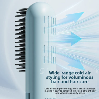 Cordless Cold Air Hair Straightener & Curler Comb - Rechargeable Tourmaline Ceramic Heated Styling Brush