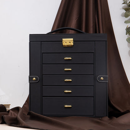 Luxury Leather Jewelry Storage Box–Large Capacity Jewellery, Watch & Cosmetic Organiser Case (Multi-Compartment)