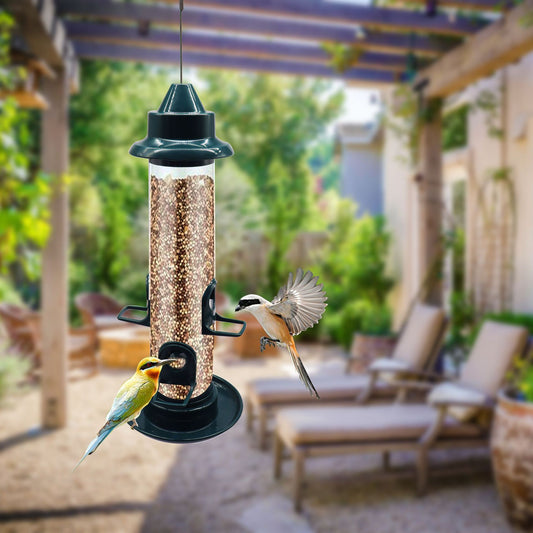 Anti-Squirrel Hanging Bird Feeder - Automatic Dispenser Outdoor Wild Bird Seed Feeder