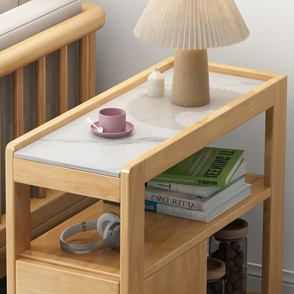 Solid Wood Mobile Side Table–Rolling Sofa Table, Bedside Table & Small Coffee Table