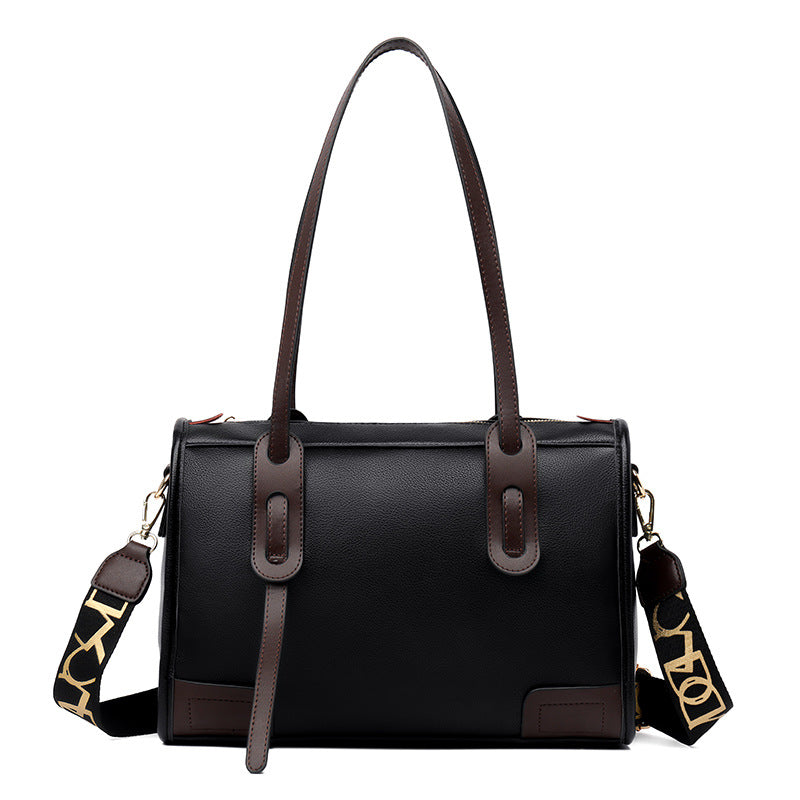 Women's Large Capacity Leather Messenger Bag–Wide Strap Shoulder Bag for Work, Travel & Everyday Use