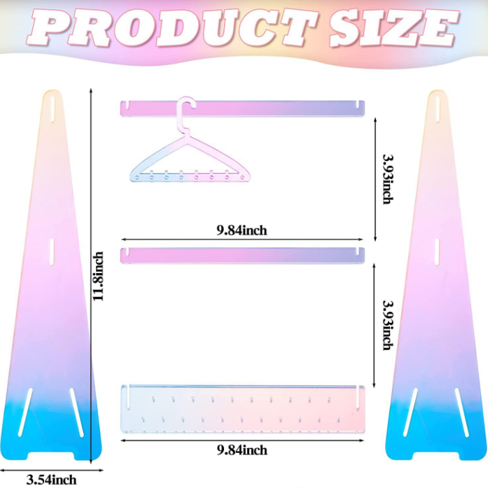 Acrylic Jewelry Stand Organiser–Earring & Necklace Display Holder with 16 Hangers, Modern Jewellery Storage Box (Colorful/Transparent)