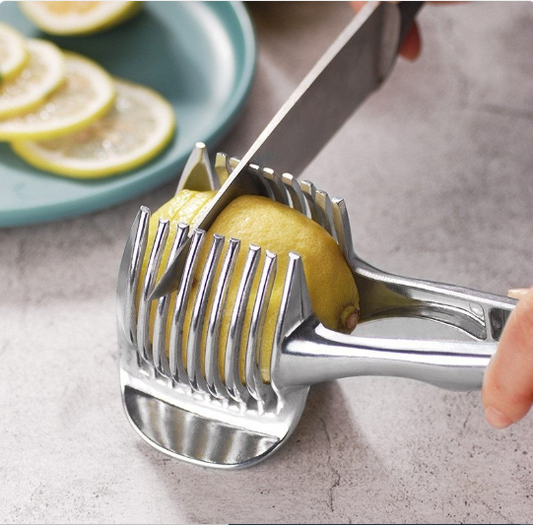 Lemon Slicer Cutter–Stainless Steel Fruit Slicer for Lemon, Lime & Tomato, Kitchen Prep Tool