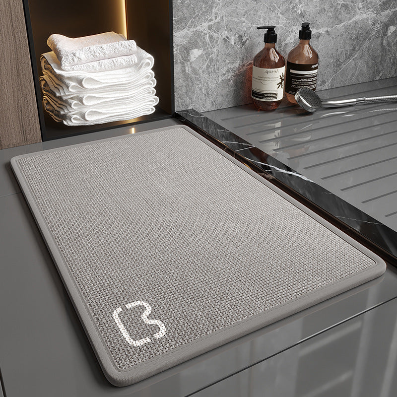 Super Absorbent Non-Slip Bath Mat - Quick Dry Linen Bathroom Floor Rug