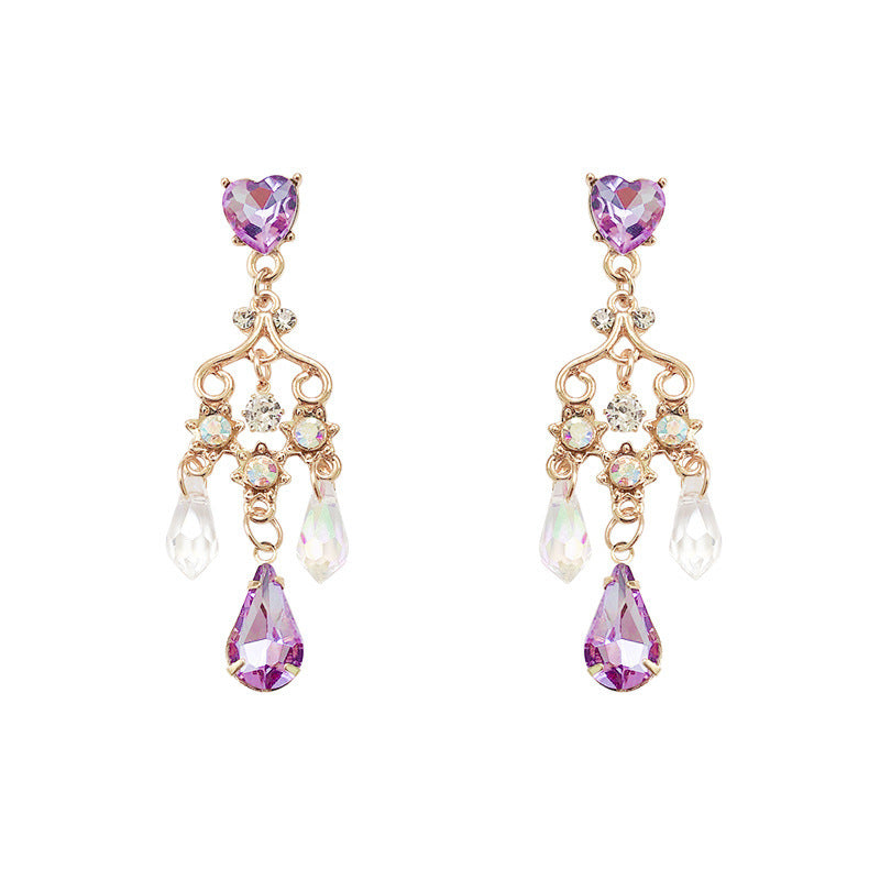 Water Drop Crystal Tassel Earrings–Long Gold Drop Earrings, Korean Style Sparkling Statement Jewellery