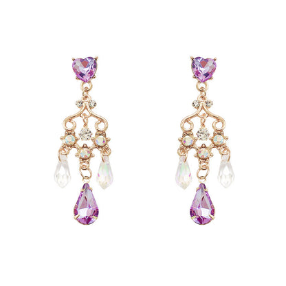 Water Drop Crystal Tassel Earrings–Long Gold Drop Earrings, Korean Style Sparkling Statement Jewellery