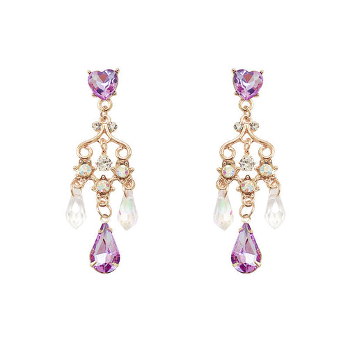 Water Drop Crystal Tassel Earrings–Long Gold Drop Earrings, Korean Style Sparkling Statement Jewellery