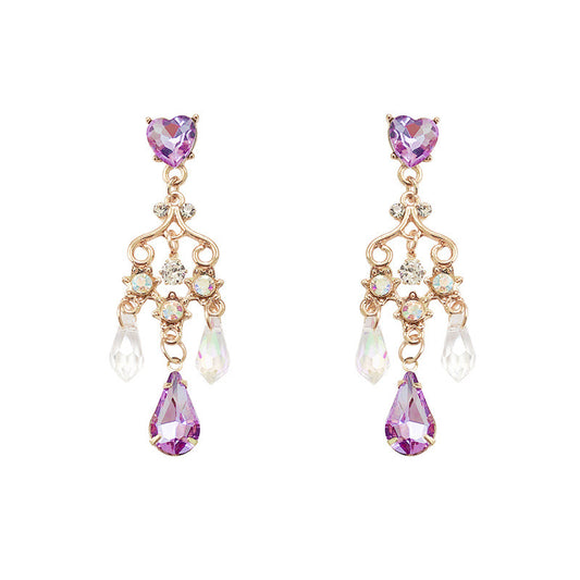 Water Drop Crystal Tassel Earrings–Long Gold Drop Earrings, Korean Style Sparkling Statement Jewellery