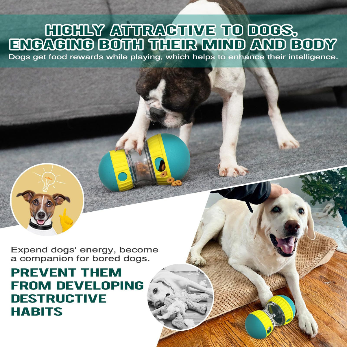 Interactive Pet Slow Feeder Toy - Rotating Treat & Food Dispenser for Dogs & Cats