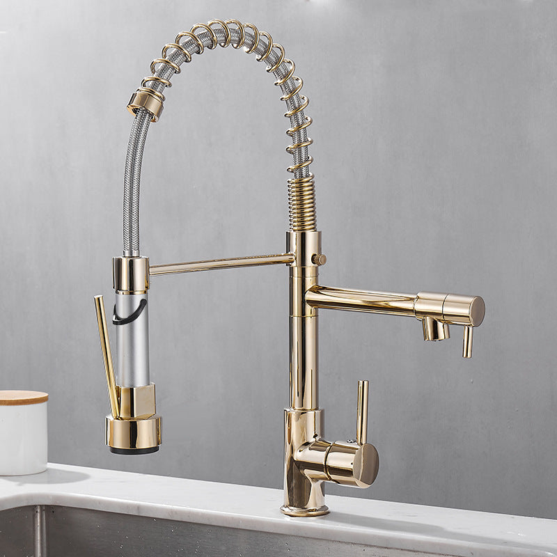 Luxury Pull-Out Spring Kitchen Mixer Tap–Commercial Style Hot & Cold Sink Faucet