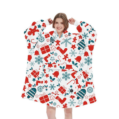 USB Heated Hooded Blanket - Oversized Double-Layer Flannel Wearable Blanket for Winter & Cosy Lounging