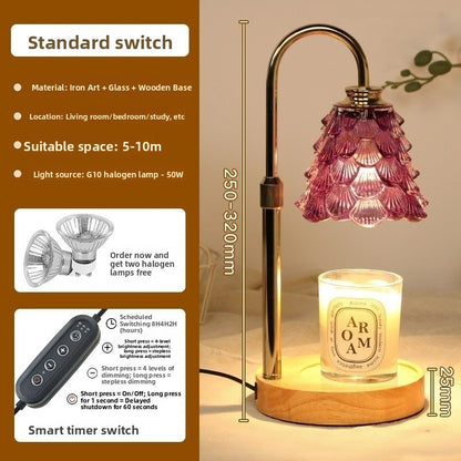 Candle Warmer Lamp - Adjustable Height Wax Melting Lamp with Timer & Glass Shade