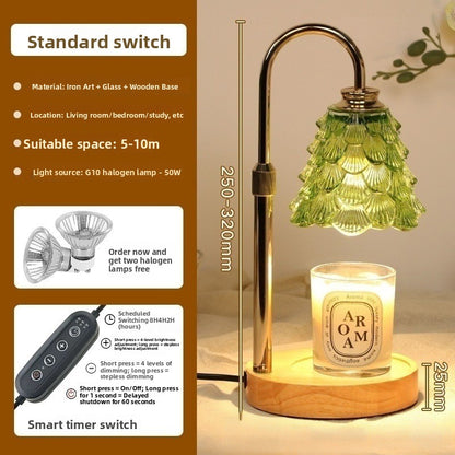 Candle Warmer Lamp - Adjustable Height Wax Melting Lamp with Timer & Glass Shade