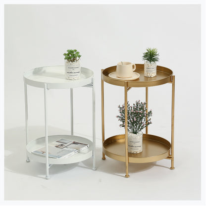 Nordic Metal Side Table–Modern Bedside Table, Living Room Accent Table & Small Storage Table